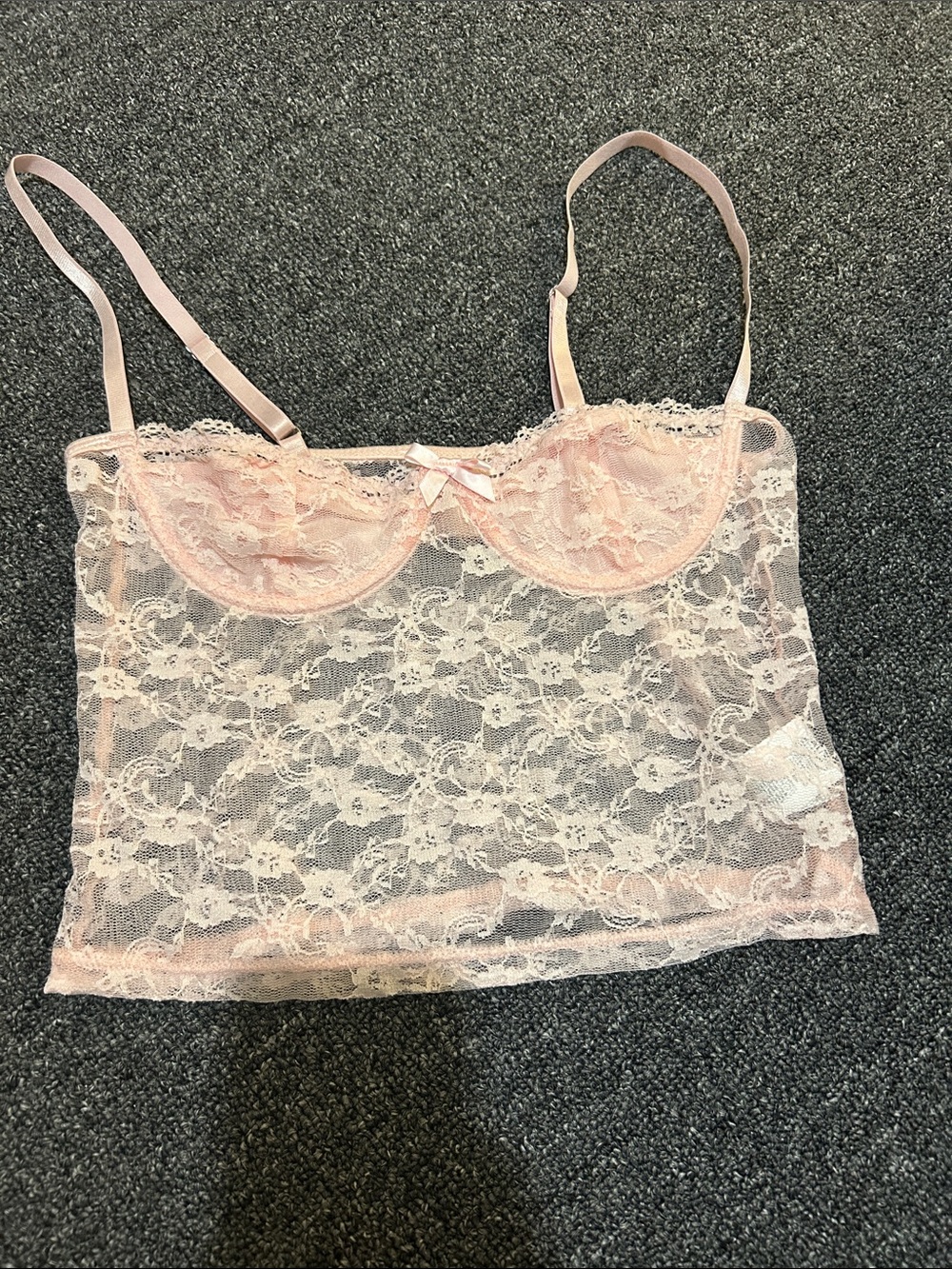 SHEIN Pale Pink Lace Sheer Cami with Underwire